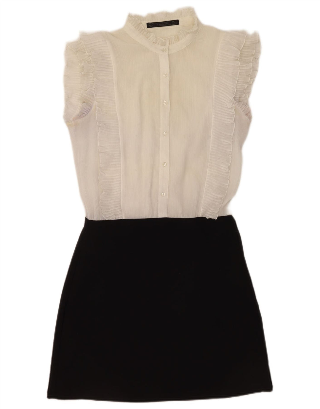 Damska sukienka o linii A z falbaną z przodu Zara UK 10 Small White Colorblock