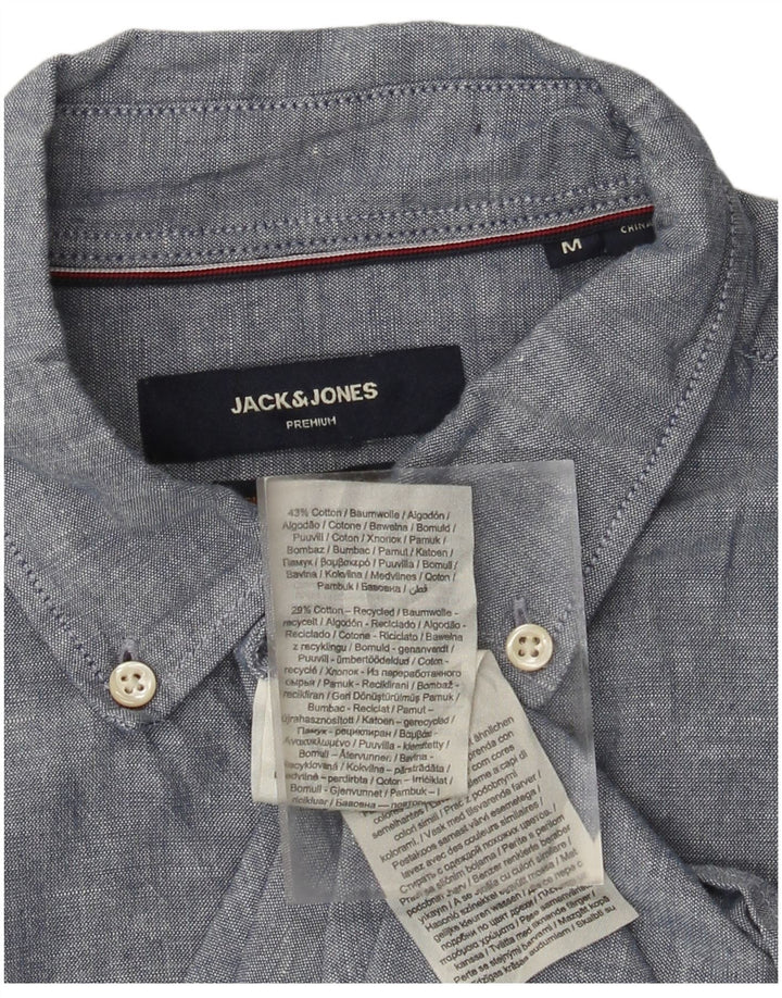 Koszula męska z krótkim rękawem Jack & Jones, średnioniebieska, bawełniana