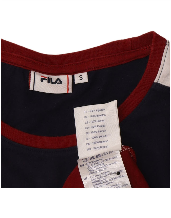 T-shirt męski Fila Top, mały, czerwony, bawełniany z blokami kolorów