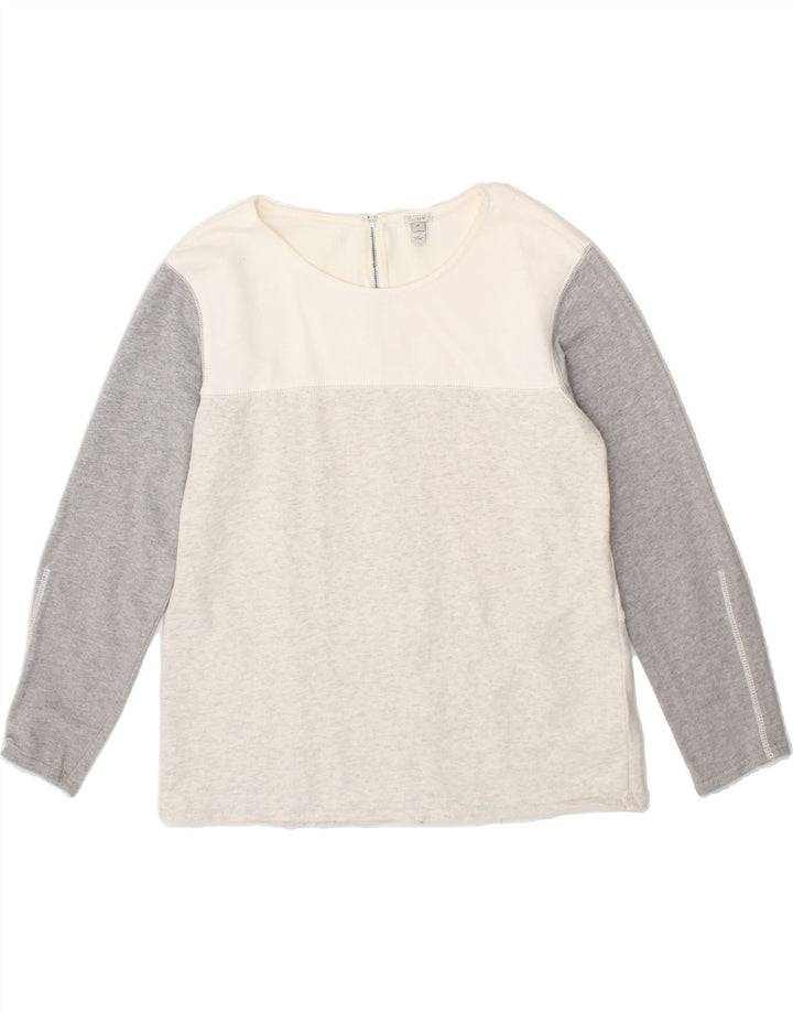 J. CREW Womens Top Long Sleeve UK 14 Medium Grey Colourblock Cotton Vintage J. Crew and Second-Hand J. Crew from Messina Hembry 