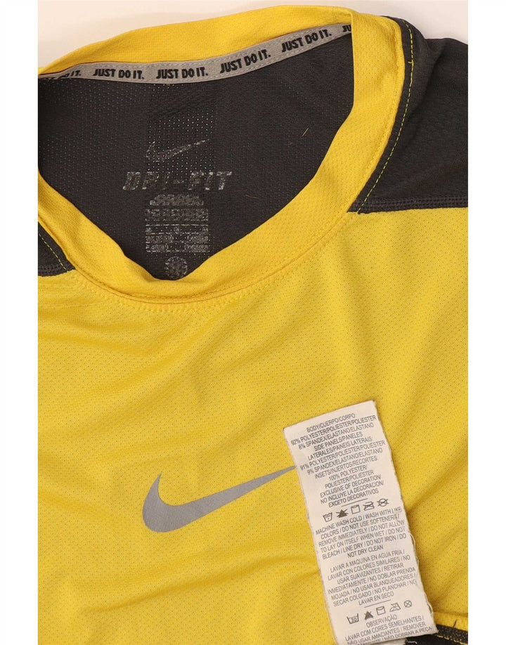 Męska koszulka z kamizelką Nike Dri Fit, mała, żółta, poliestrowa z blokami kolorów