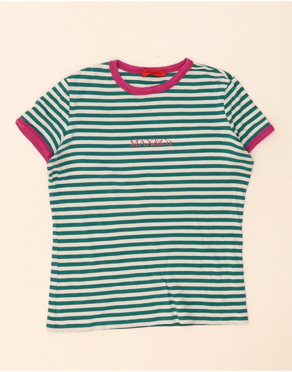 Damski T-shirt z grafiką Max & Co. Top UK 14, duże, zielone paski