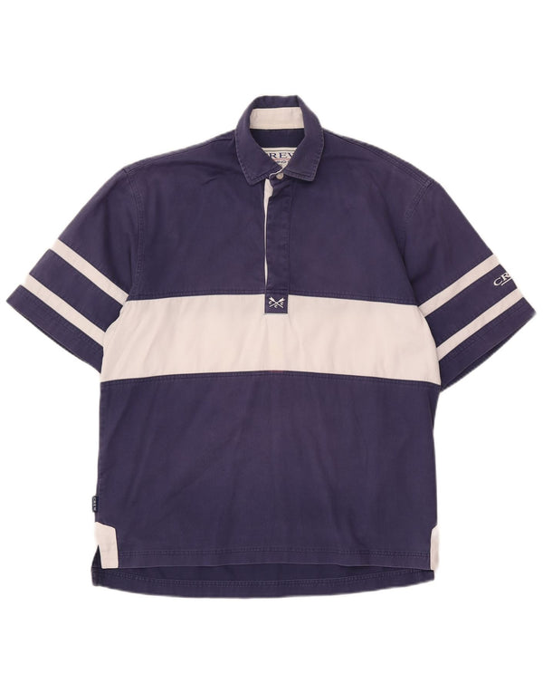 Crew Clothing Mens Loose Fit Polo Shirt XS Navy Blue Colourblock Cotton