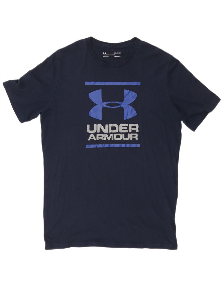 UNDER ARMOUR Męski T-shirt z grafiką Heat Gear, mały, granatowy, bawełniany