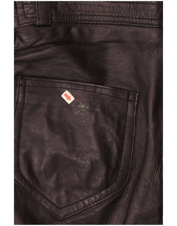 Spodnie damskie VINTAGE proste skórzane IT 40 małe W28 L28 czarna skóra