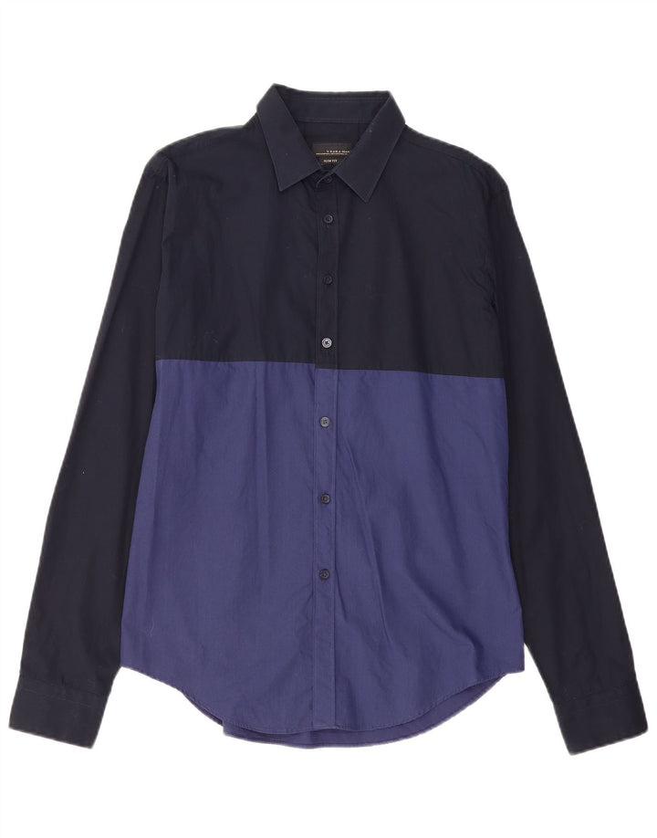 Męska koszula slim fit ZARA w kolorze średniego granatu