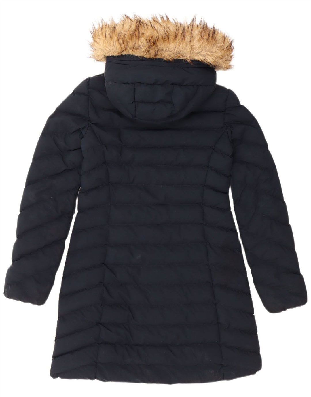 Damski ocieplany płaszcz z kapturem Superdry UK 10, mały, granatowy, poliester