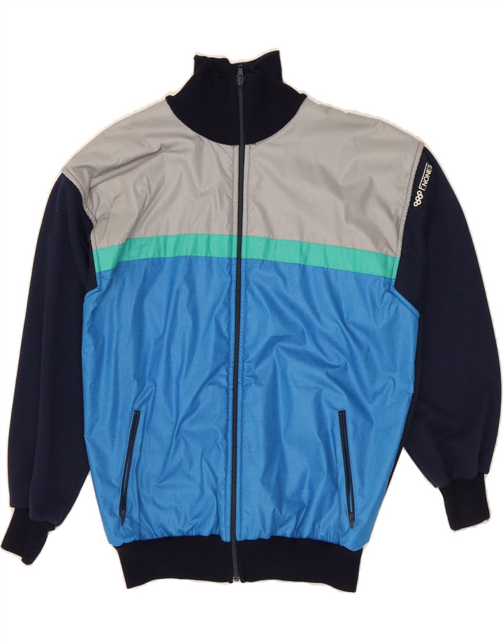 VINTAGE Mens Tracksuit Top Jacket IT 48 Medium Navy Blue Colourblock Vintage Vintage and Second-Hand Vintage from Messina Hembry 