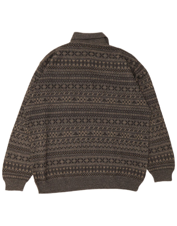 Męski sweter polo Enzo Goti 2XL, szary, wełna Fair Isle
