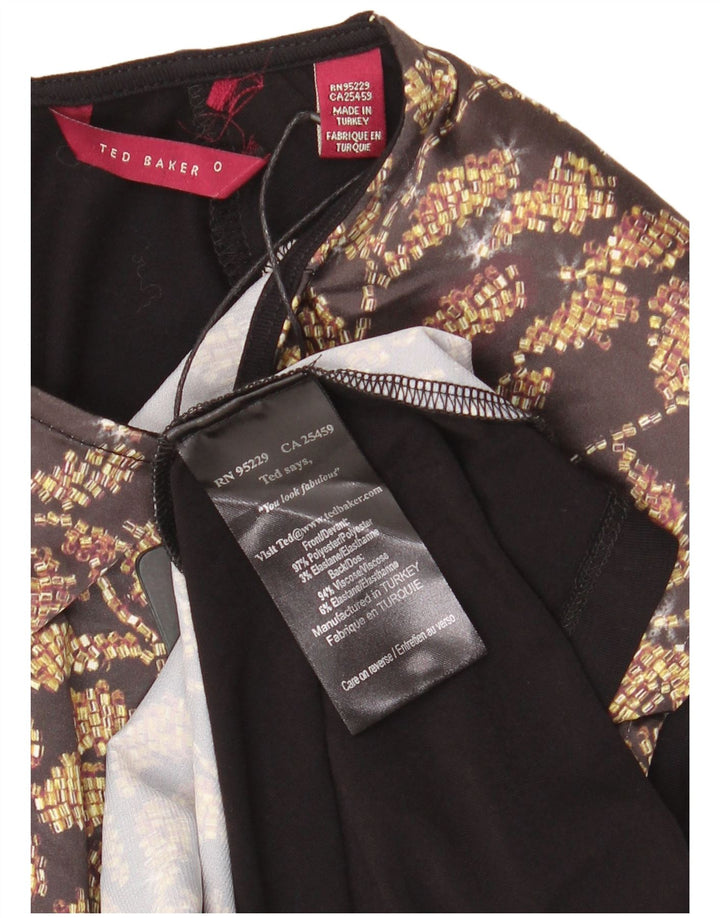 Damska sukienka typu shift Ted Baker, rozmiar 0, 2XS, czarna, z poliestru w kwiaty