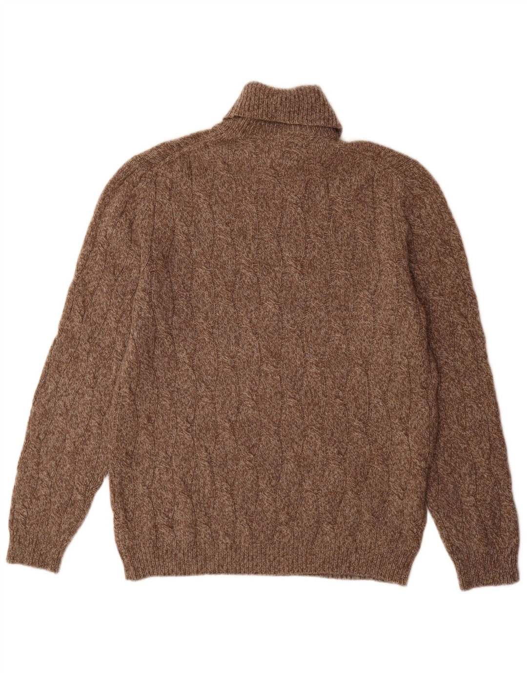 Męski sweter Massimo Dutti z wywijanym dekoltem, duży, brązowy, nakrapiany