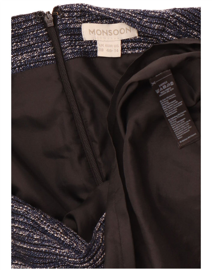 Damska spódnica ołówkowa MONSOON UK 18 XL W38 Granatowy poliester w cętki