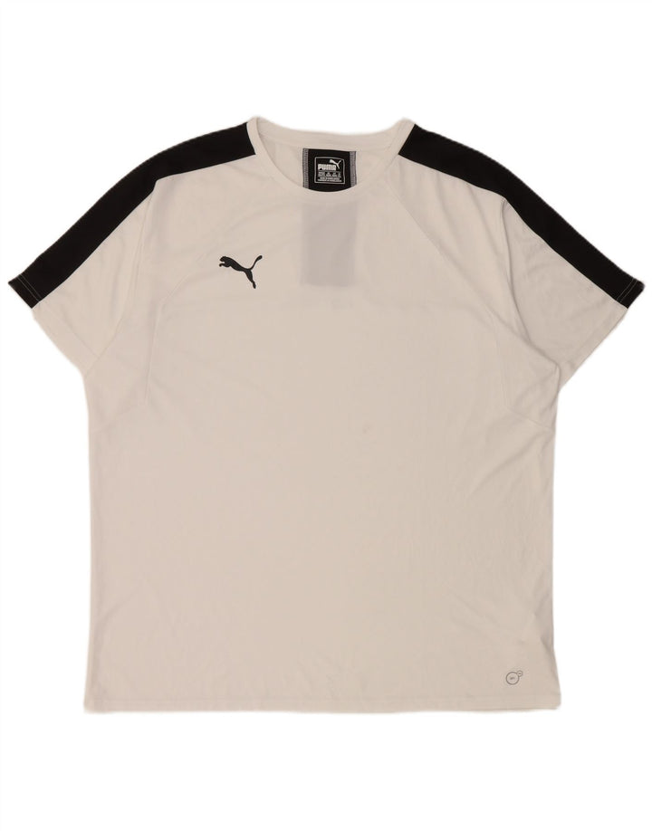 Męski T-shirt PUMA Top 2XL Biały poliester z blokami kolorów