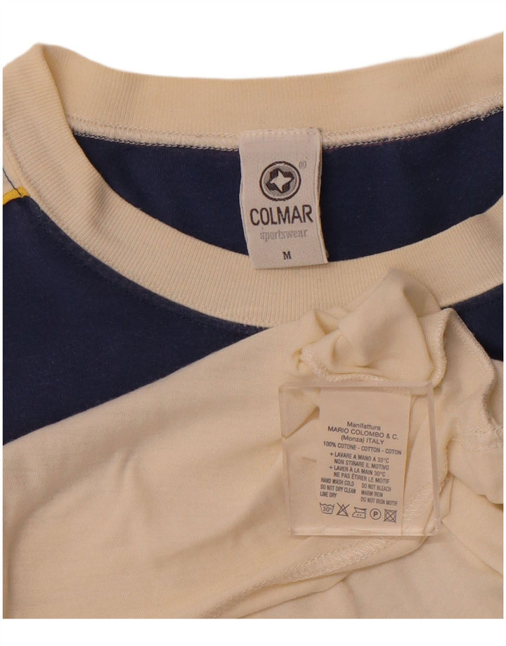 Męska koszulka z grafiką COLMAR Top, bawełniana, średnia, biała, z blokami kolorów