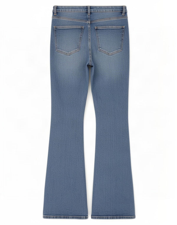 Damskie jeansy rozkloszowane z wysokim stanem Zara EU 36 XS W26 L32 Niebieskie bawełniane