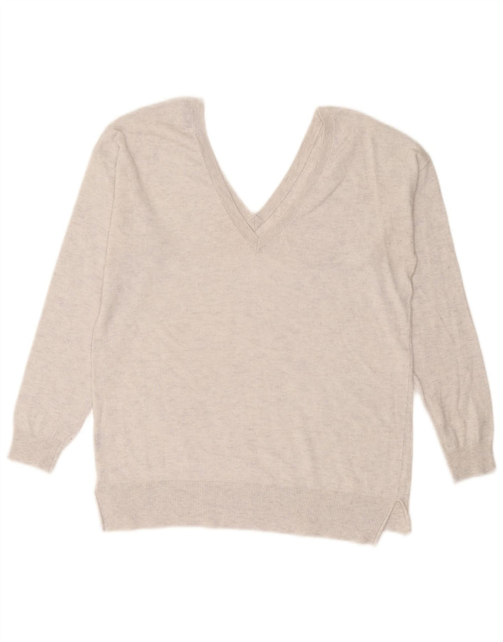 Sweter damski Zara z dekoltem w kształcie litery V, UK 16, duży, szary
