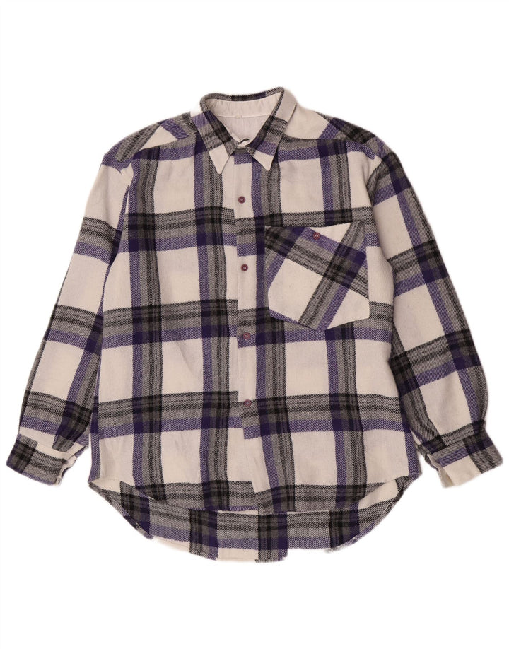 Vintage męska, oversize'owa koszula flanelowa, mała, wielobarwna, poliestrowa krata