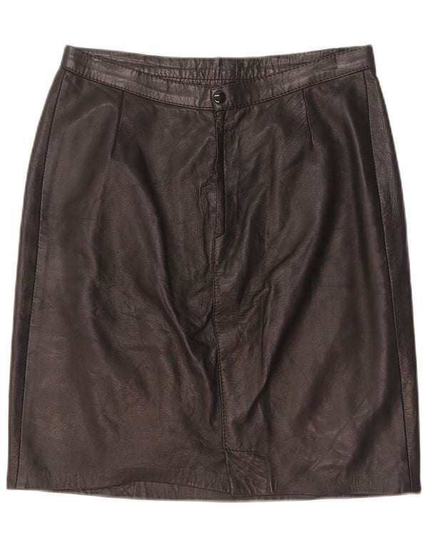 Vintage Womens Leather Skirt W28 Medium Black