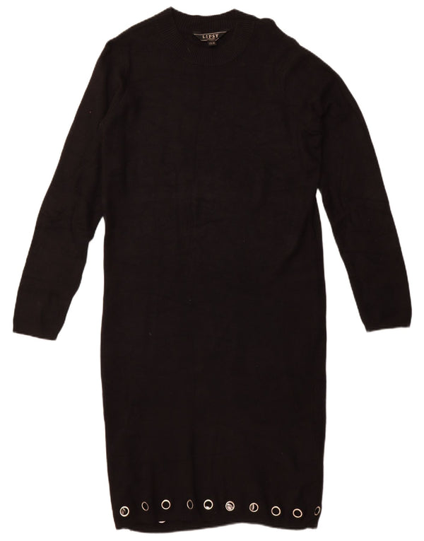 Damska sukienka sweterkowa Lipsy z długim rękawem UK 14, duża, czarna wiskoza
