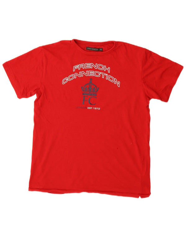 Chłopięcy T-shirt z grafiką French Connection, 13-14 lat, czerwona, bawełniana