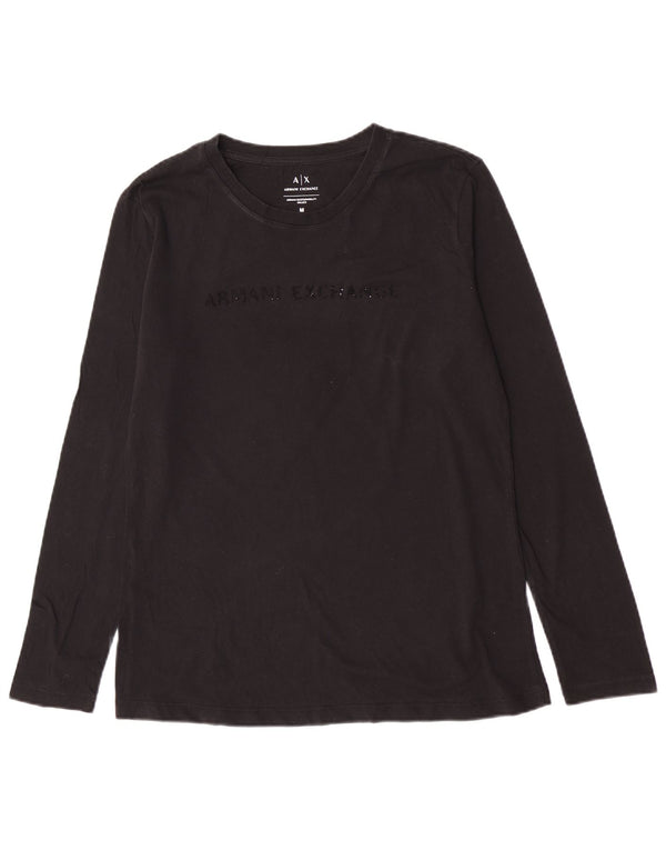 Damski top graficzny Armani Exchange z długim rękawem UK 12, średni czarny