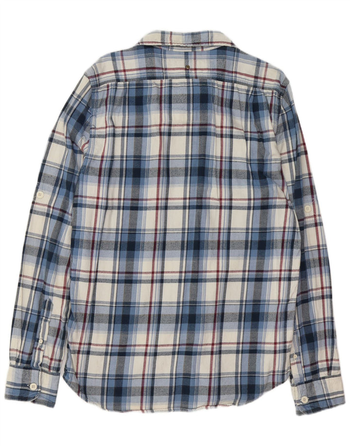 SUPERDRY Męska koszula flanelowa XL w niebieską kratę, bawełniana