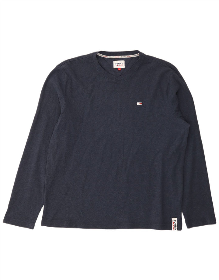 Męska koszulka Tommy Hilfiger z długim rękawem XL, granatowa, bawełniana