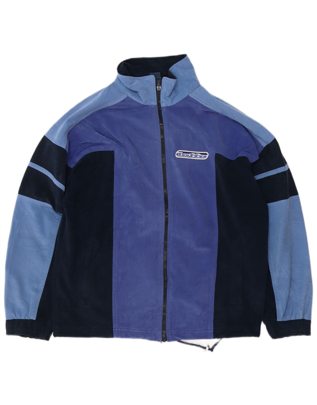 Dres męski welurowy Lotto, średni granatowy, poliester w blokach kolorów