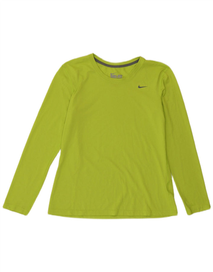 Damska koszulka Nike Dri Fit o regularnym kroju z długim rękawem, UK 14, średnia zieleń