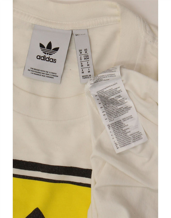 Męska koszulka z grafiką ADIDAS, średnia, biała bawełna