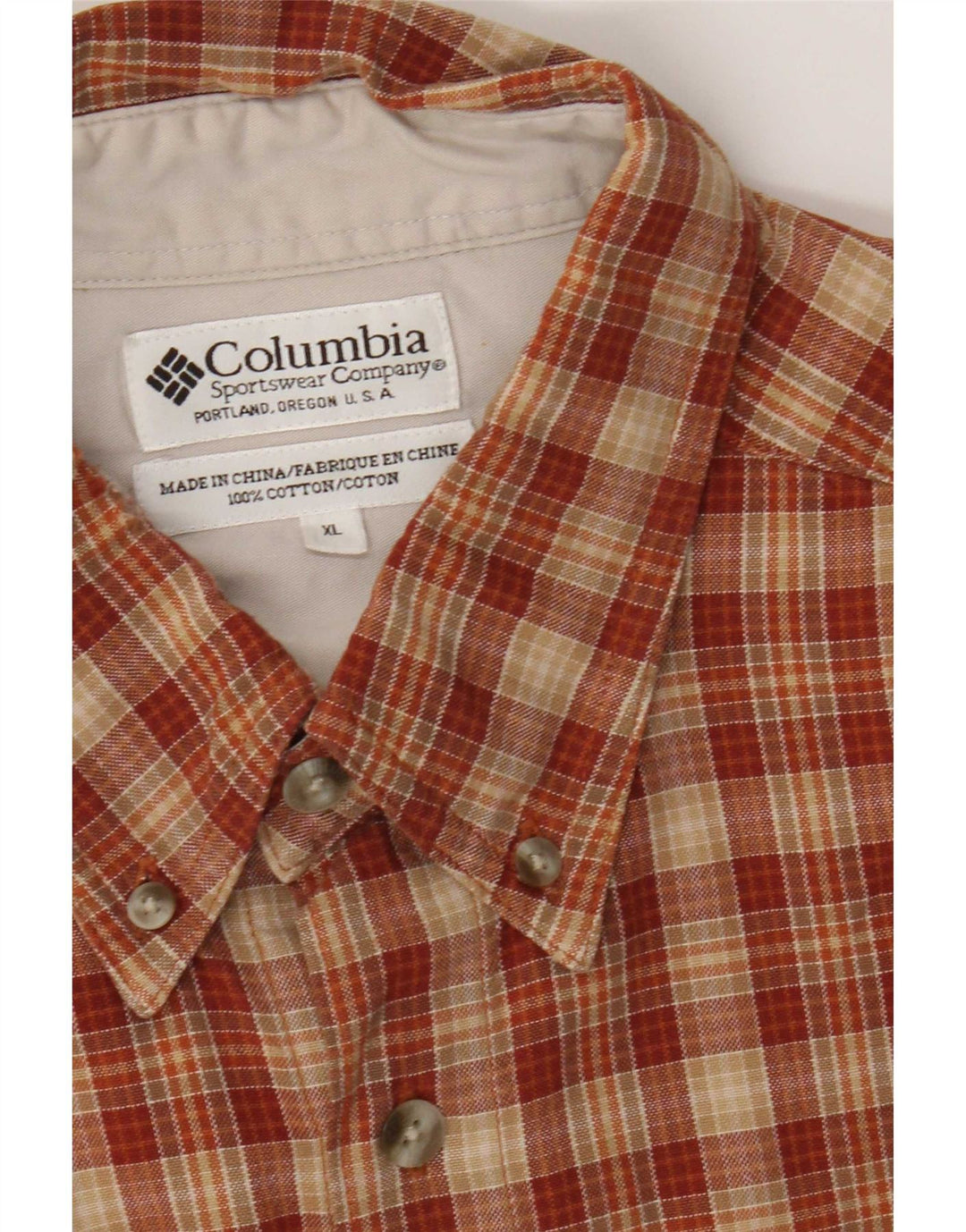 Męska koszula flanelowa Columbia XL, bawełniana w pomarańczową kratkę