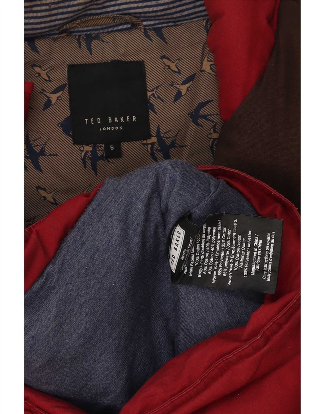 Męska wyściełana kamizelka Ted Baker, rozmiar 5 XL, bawełniana w czerwone bloki kolorów