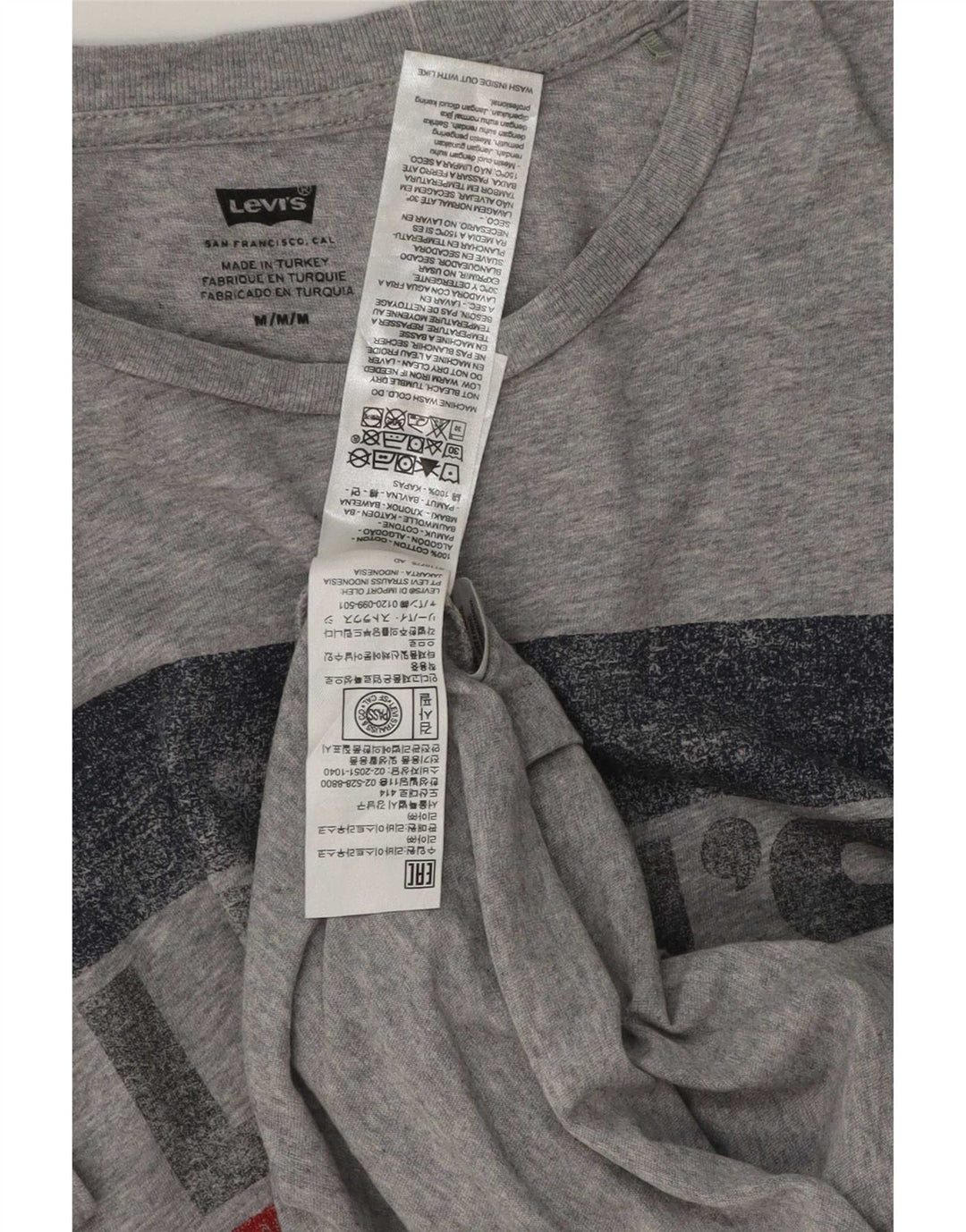 Męska koszulka z grafiką Levi's, średnia, szara, bawełniana nakrapiana