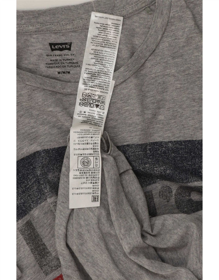 Męska koszulka z grafiką Levi's, średnia, szara, bawełniana nakrapiana