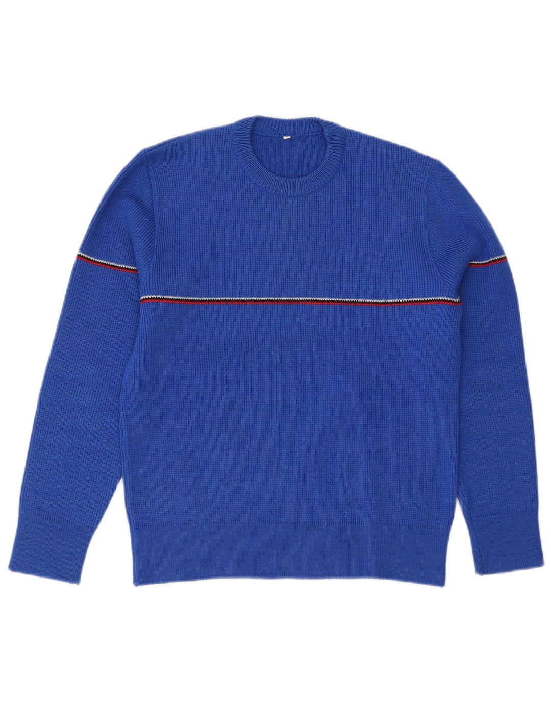 Vintage męski sweter z okrągłym dekoltem, mała wełniana w niebieskie paski