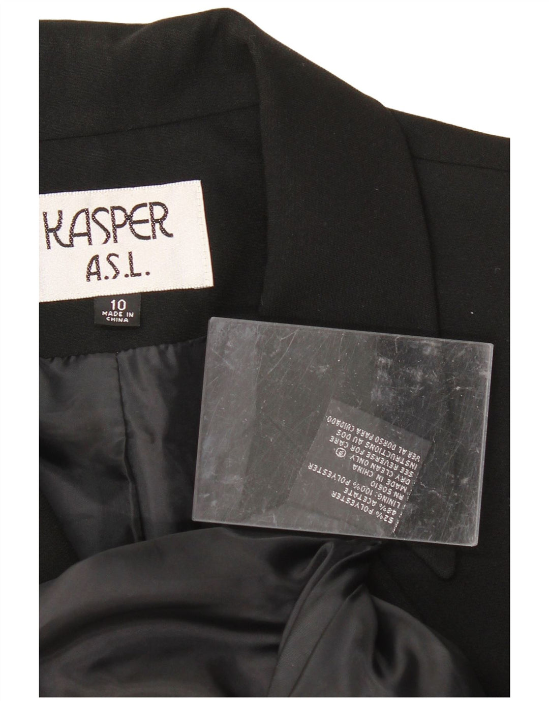 KASPER Womens 3 Button Blazer Jacket US 10 Large Black Polyester
