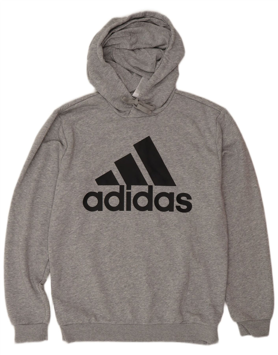 Męski sweter z kapturem i grafiką ADIDAS, mały, szary, bawełniany