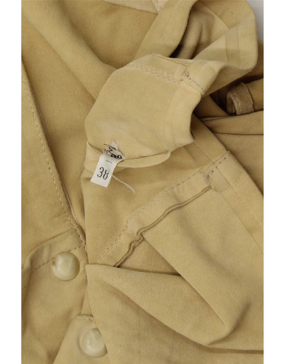 Damska bluzka zamszowa typu oversize z rękawem 3/4 w stylu vintage, rozmiar EU 38, średni żółty