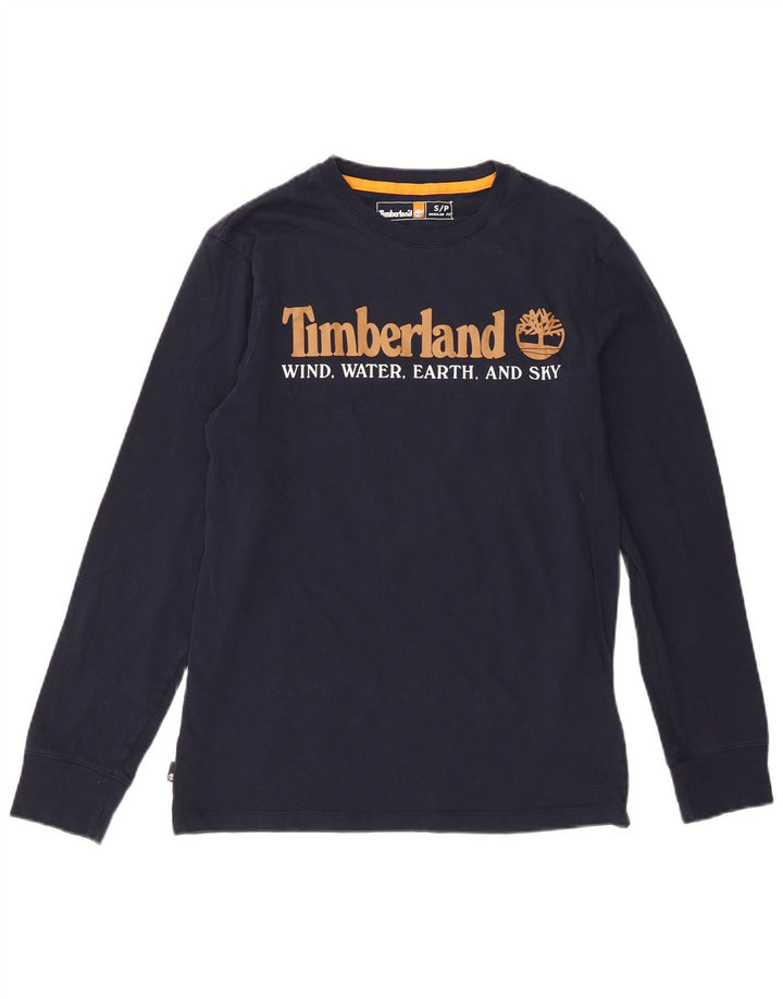 Timberland Męski top z grafiką o regularnym kroju, z długim rękawem, mały, granatowy, bawełniany