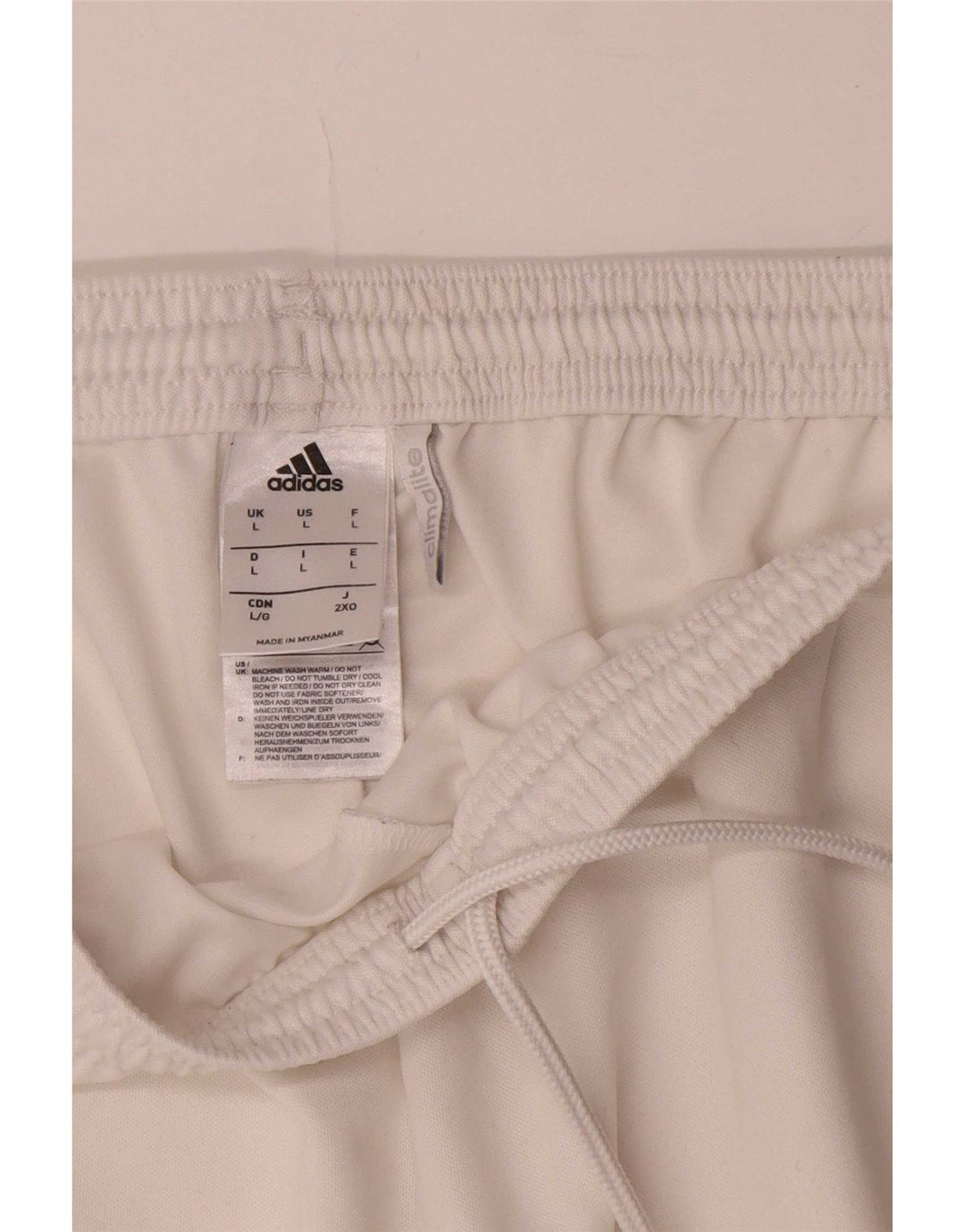 Męskie spodenki sportowe Adidas Climalite, duże, białe, poliestrowe