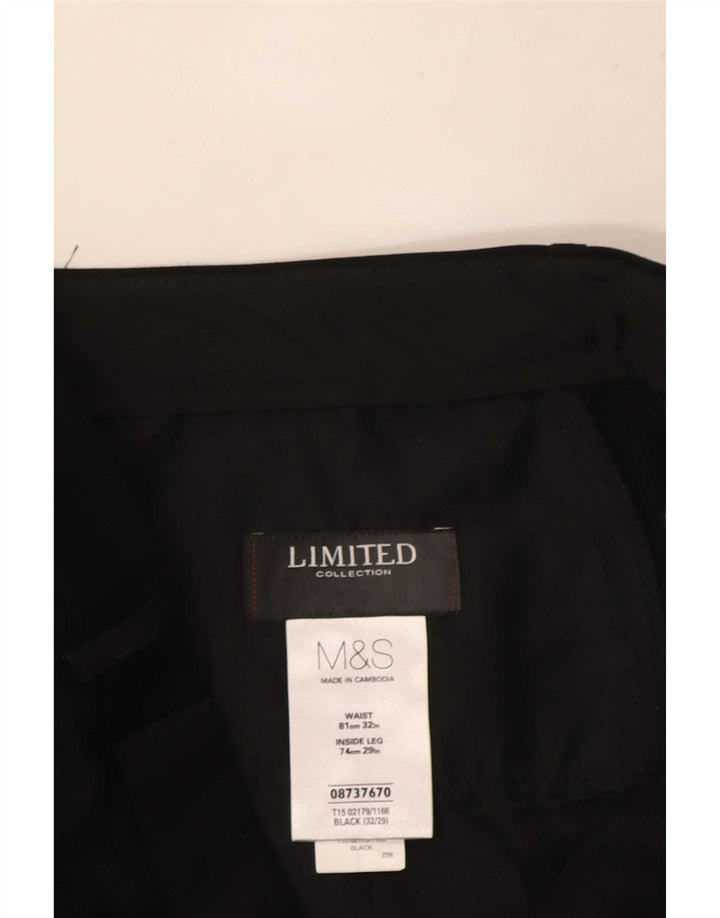 Męskie proste spodnie garniturowe Marks & Spencer W32 L29 Czarne