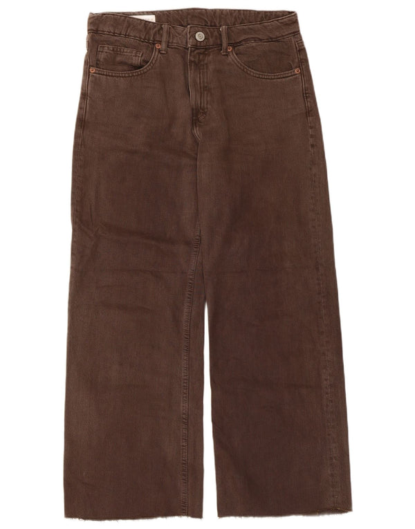 Damskie jeansy z szeroką nogawką Zara EU 36 XS W26 L26 Brązowa bawełna