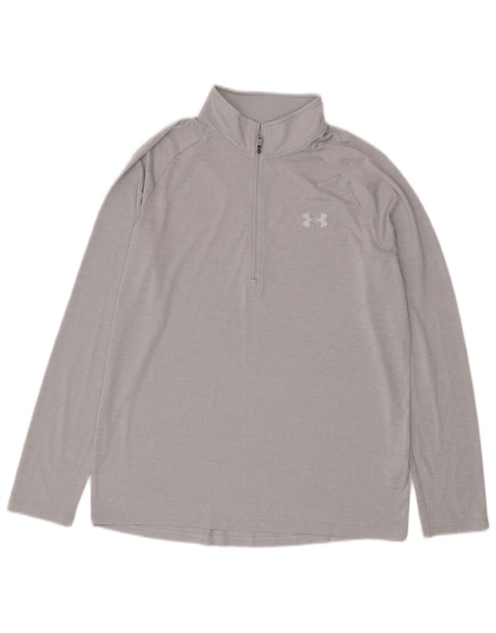Męski dres z zamkiem błyskawicznym Under Armour, średnioszary poliester