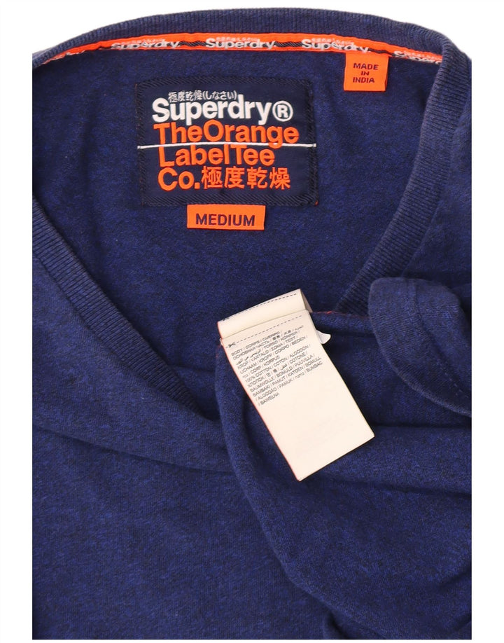 Męski top Superdry z długim rękawem, średni niebieski, bawełniany w cętki
