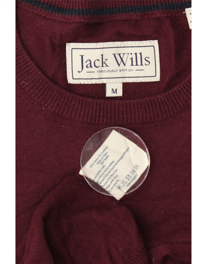 Męski sweter Jack Wills z okrągłym dekoltem, średnia bordowa bawełna