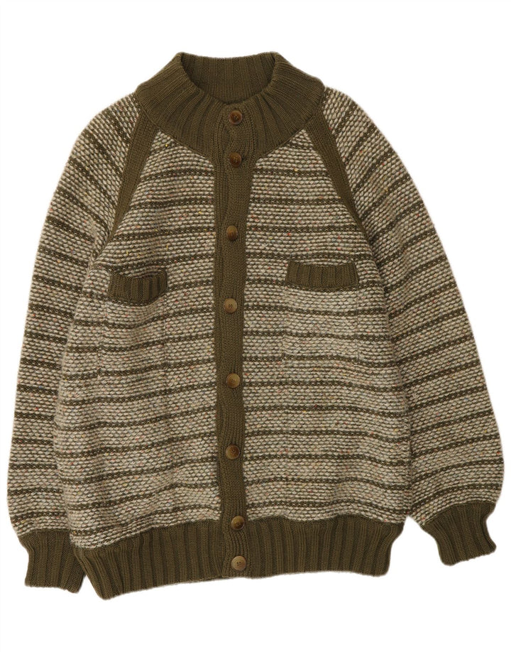 Męski sweter rozpinany Missoni, średnia wełna w paski khaki