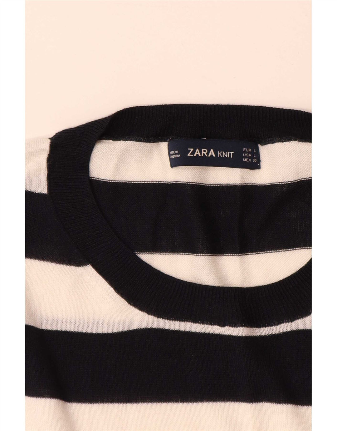 Sweter damski Zara z okrągłym dekoltem UK 16, duże, wielokolorowe paski