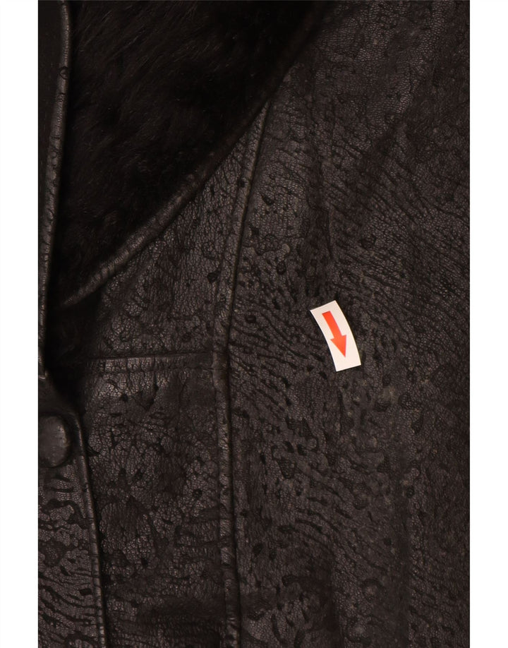 Vintage damska kurtka skórzana oversize IT 46, duża czarna skóra