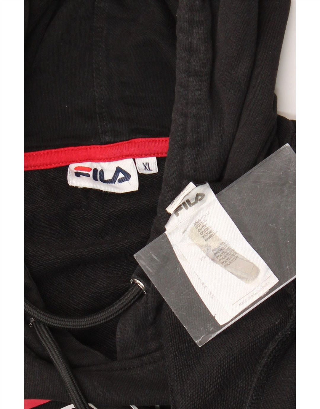 FILA Damska bluza z kapturem z grafiką, UK 18 XL, czarna, bawełniana z blokami kolorów