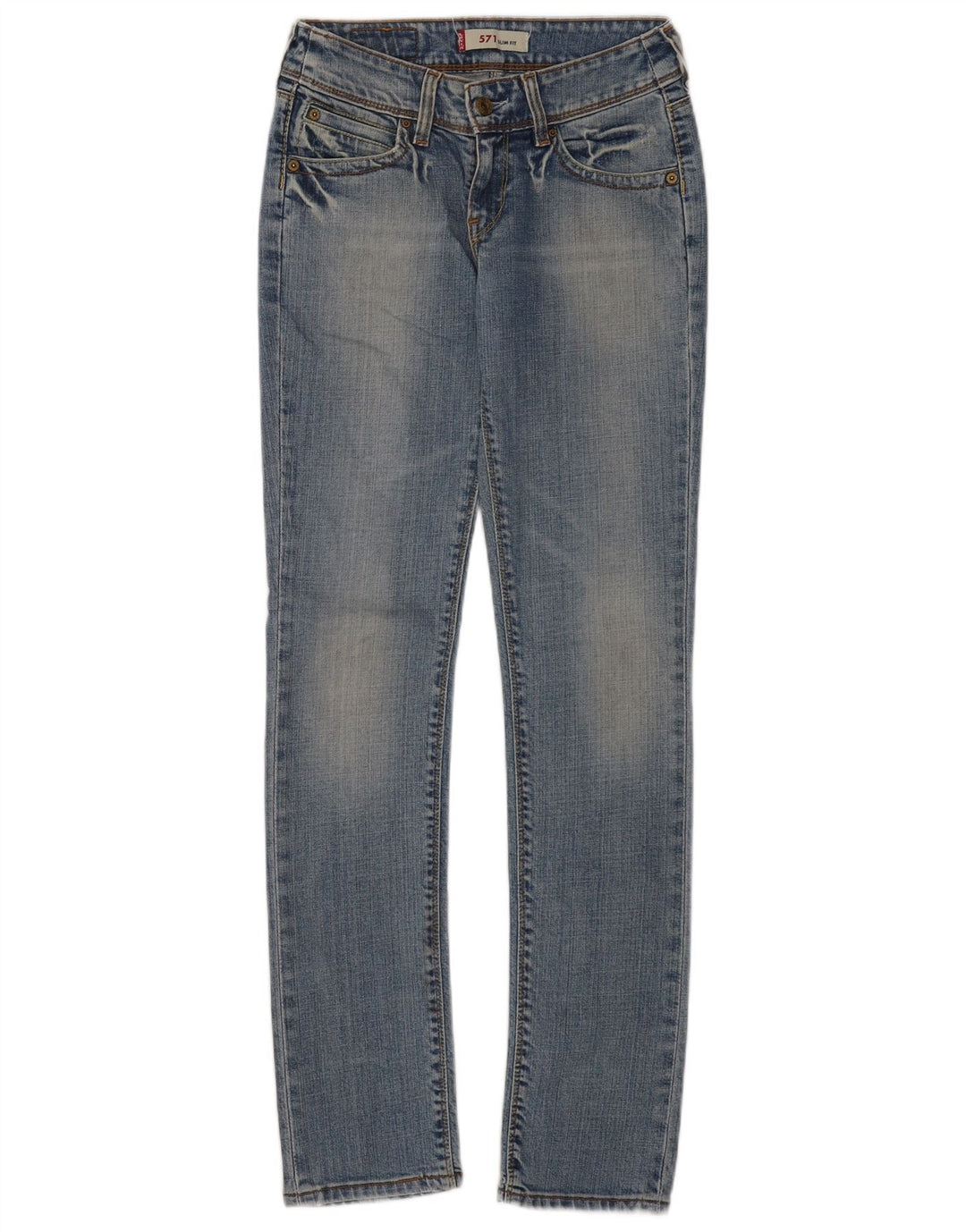 Damskie jeansy Levi's 571 Slim W28 L34 Niebieska bawełna